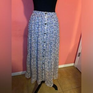 Sienna Sky Blue and White Buttoned Maxi Skirt